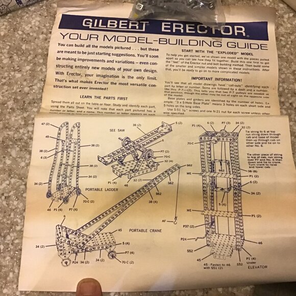 NOS Vintage Gilbert Erector Set - Motor - Red Case - Instructions - Fun !!!! - Picture 12 of 14